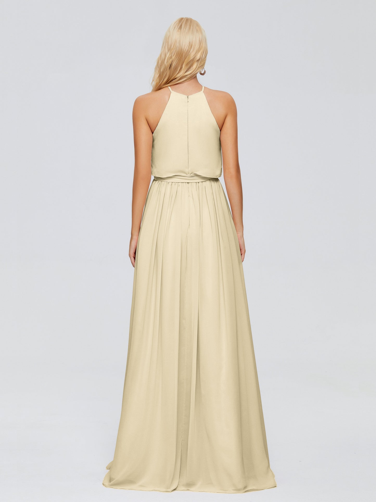 Nadey Halter Chiffon Bridesmaid Dresses With Bowknot