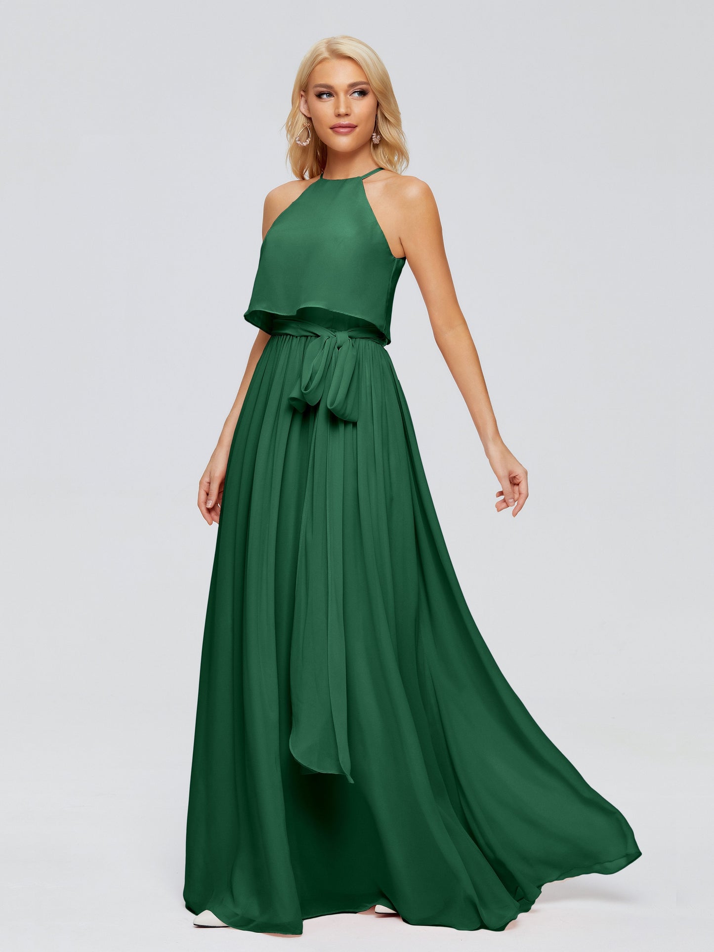 Nadey Halter Chiffon Bridesmaid Dresses With Bowknot