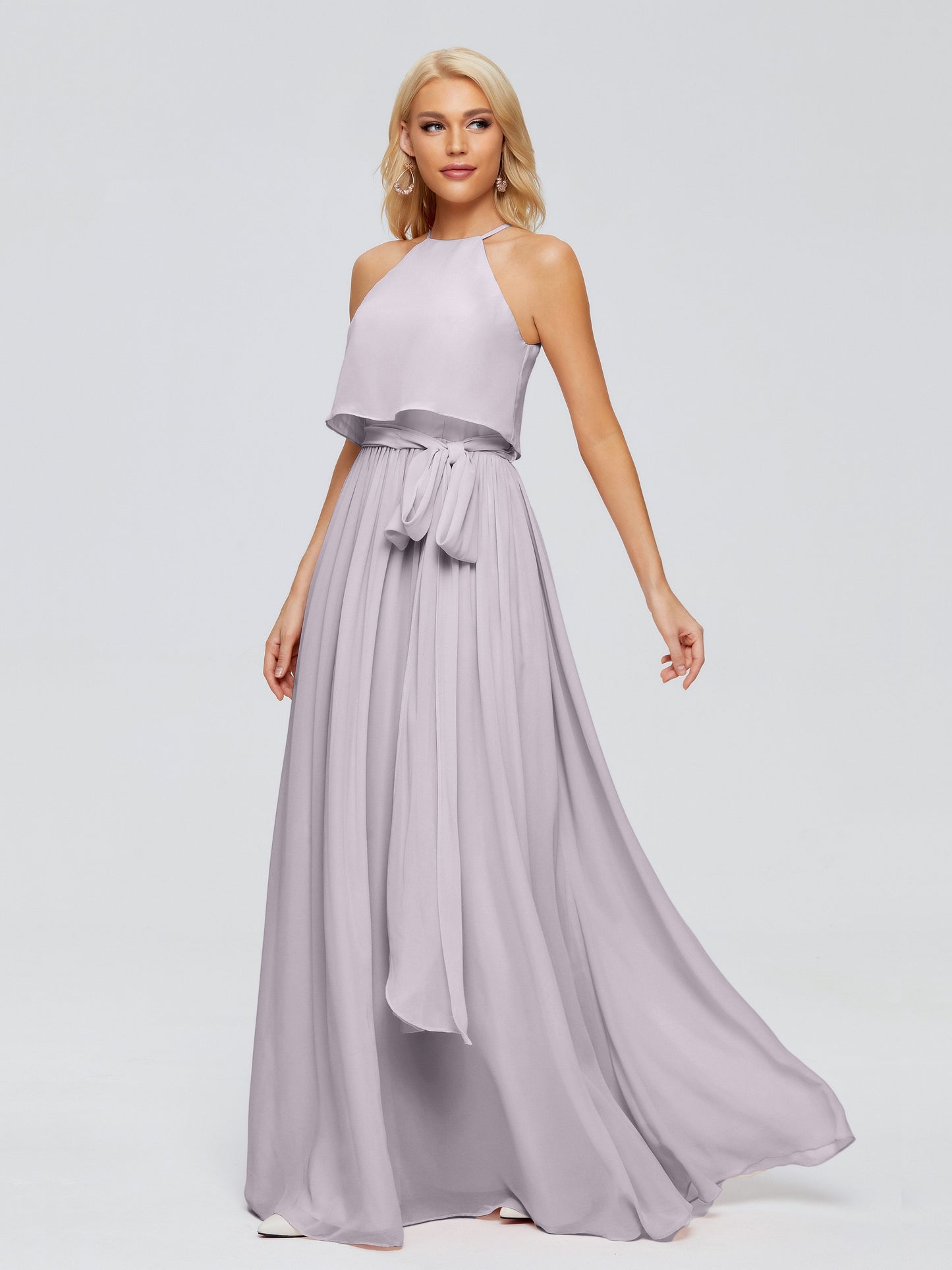 Nadey Halter Chiffon Bridesmaid Dresses With Bowknot