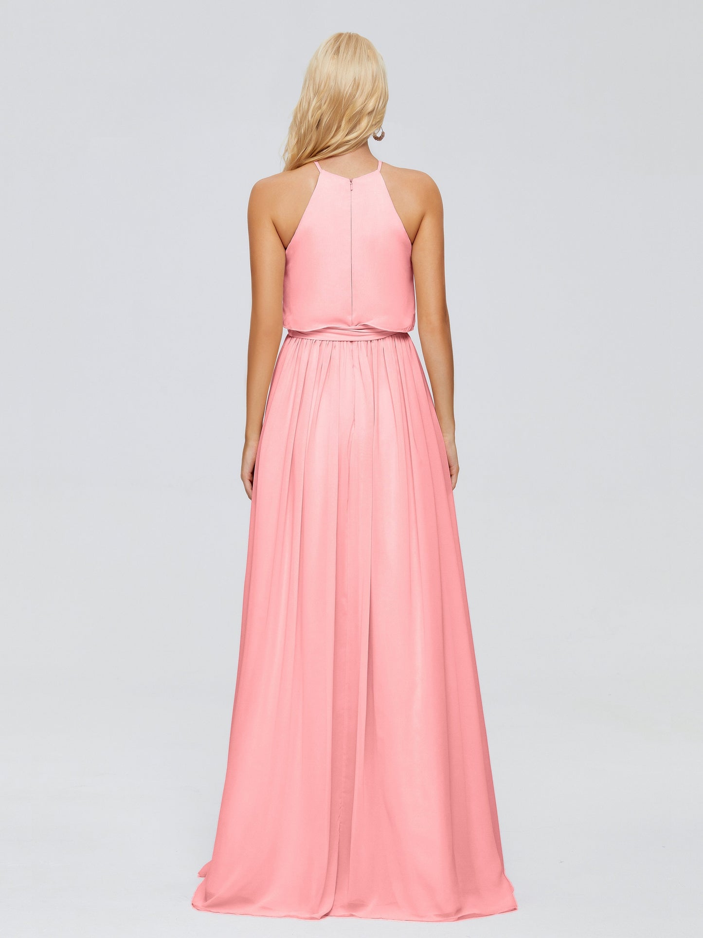 Nadey Halter Chiffon Bridesmaid Dresses With Bowknot