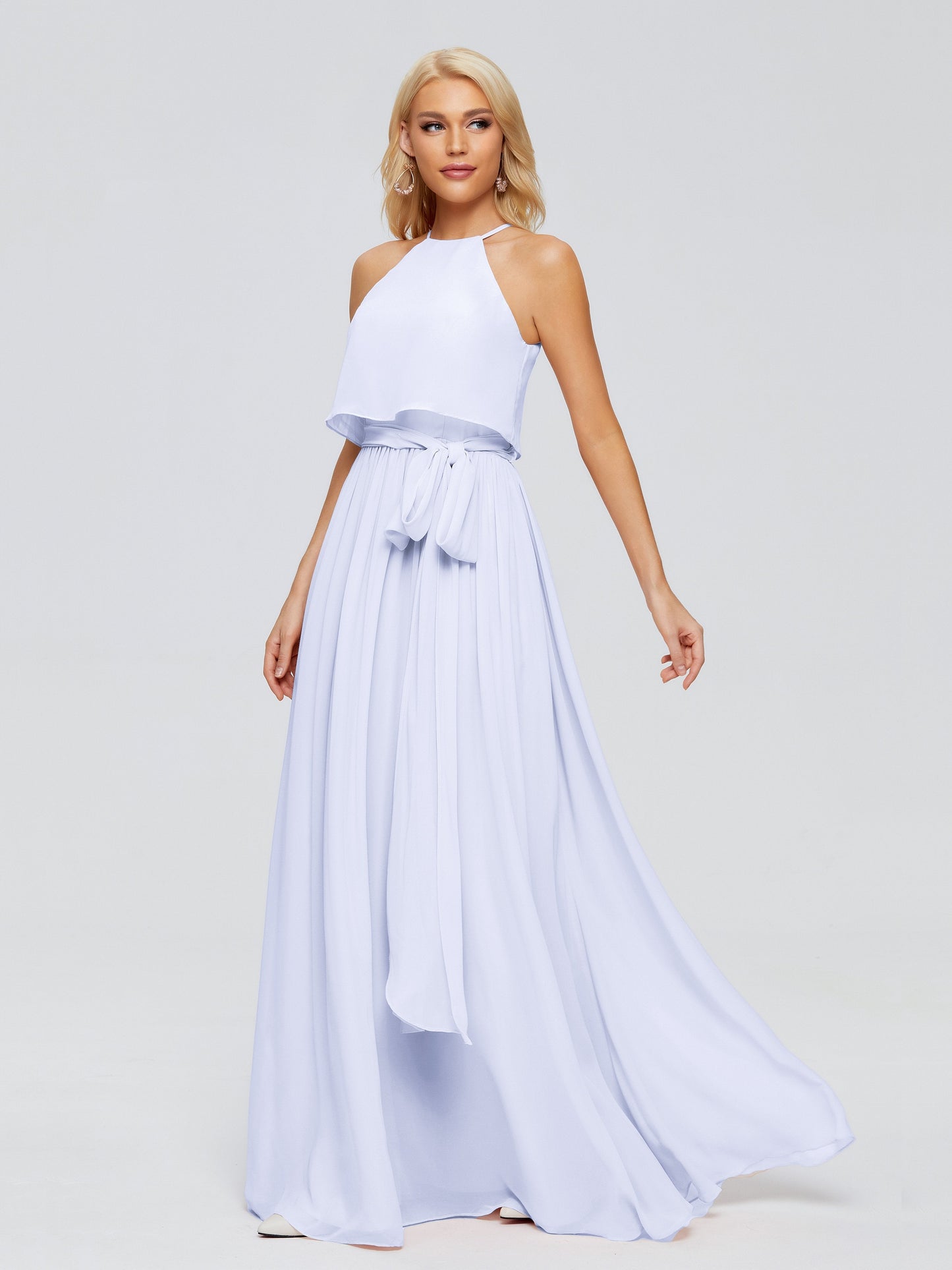 Nadey Halter Chiffon Bridesmaid Dresses With Bowknot