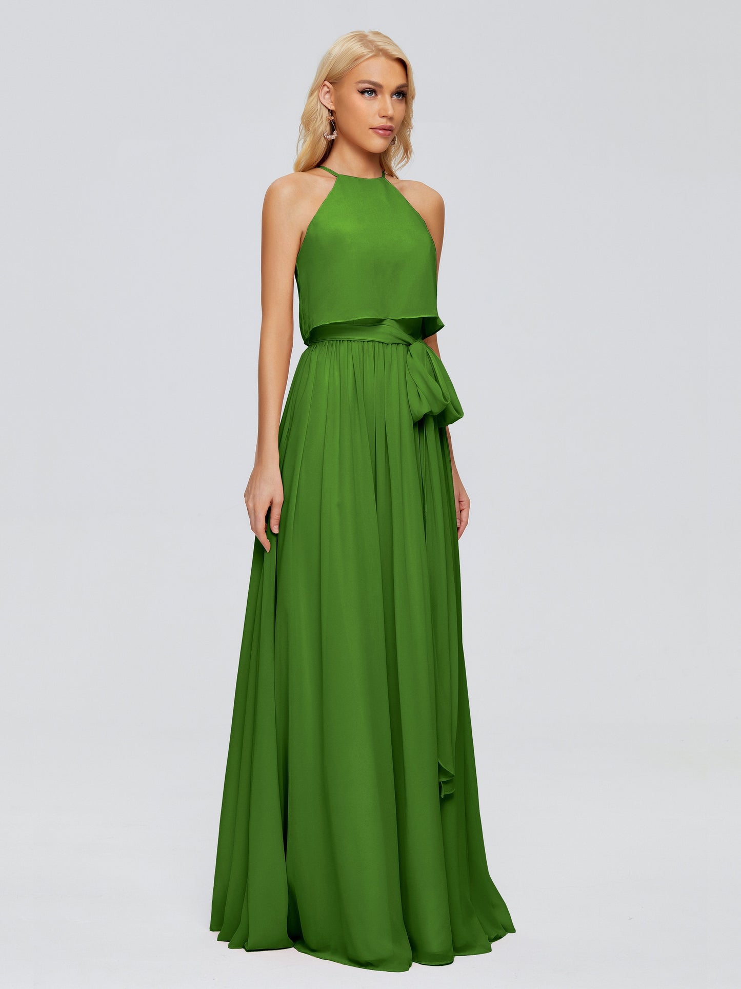 Nadey Halter Chiffon Bridesmaid Dresses With Bowknot