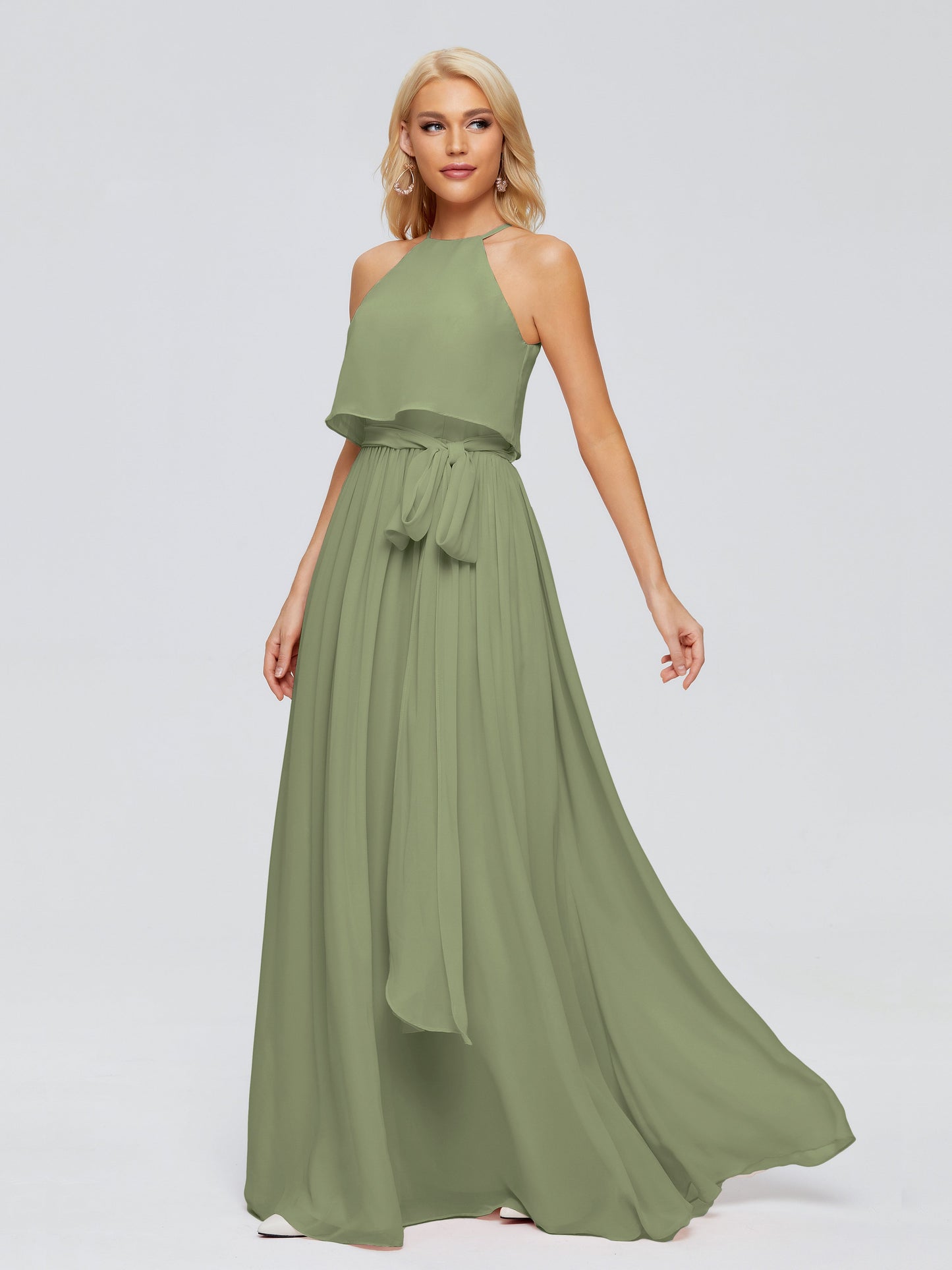 Nadey Halter Chiffon Bridesmaid Dresses With Bowknot