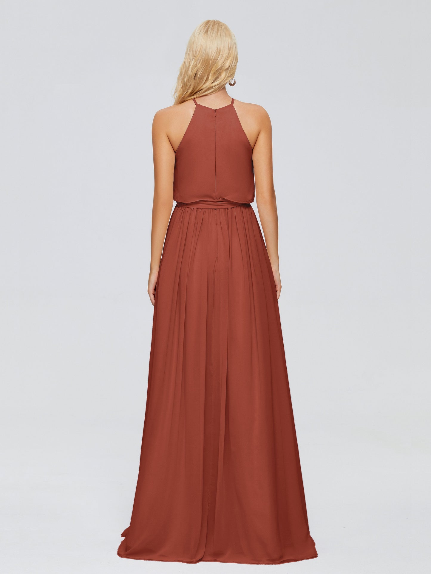 Nadey Halter Chiffon Bridesmaid Dresses With Bowknot