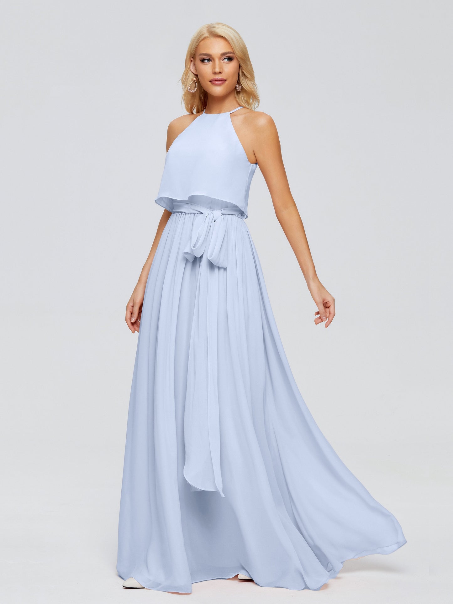 Nadey Halter Chiffon Bridesmaid Dresses With Bowknot