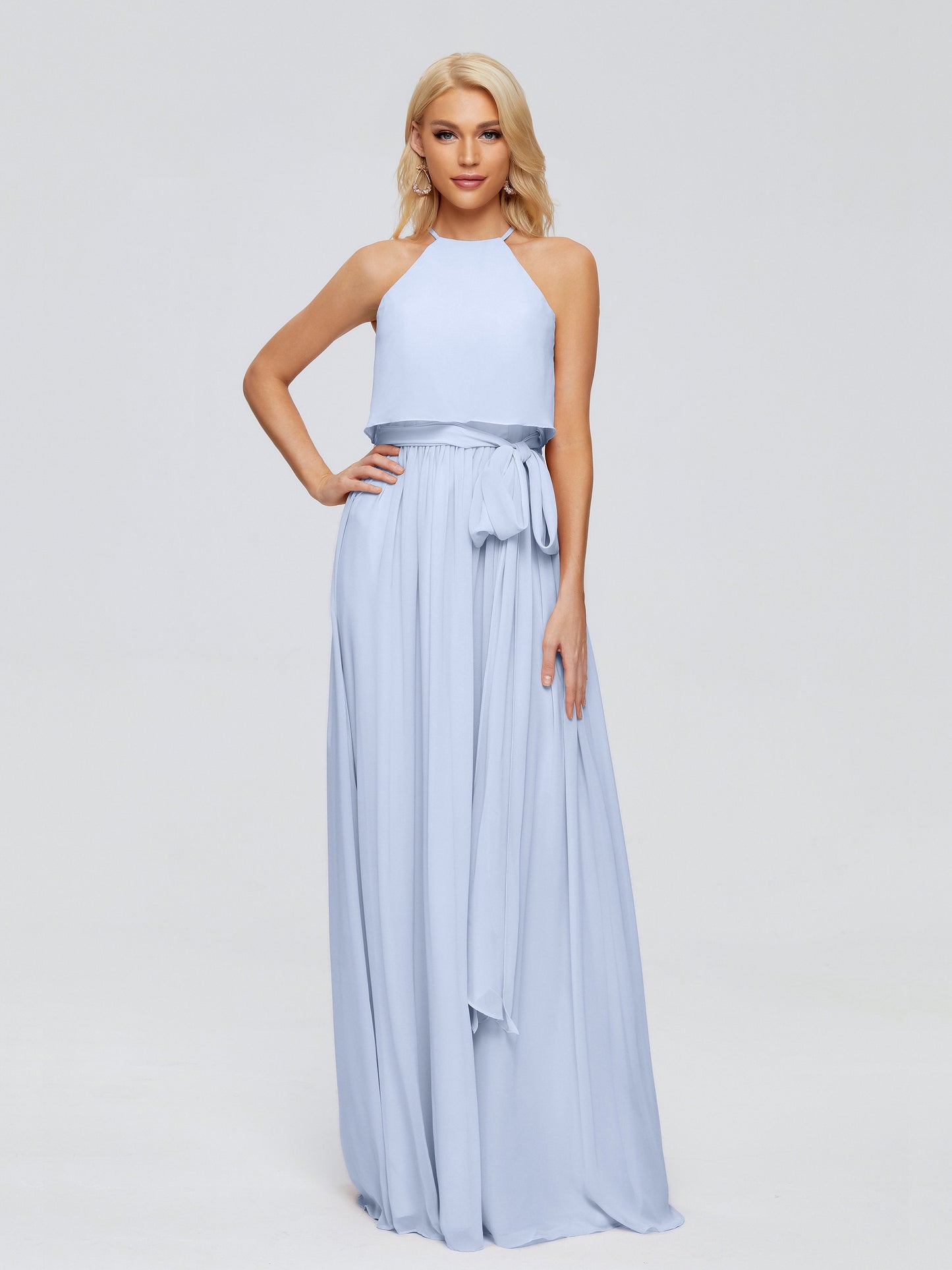 Nadey Halter Chiffon Bridesmaid Dresses With Bowknot