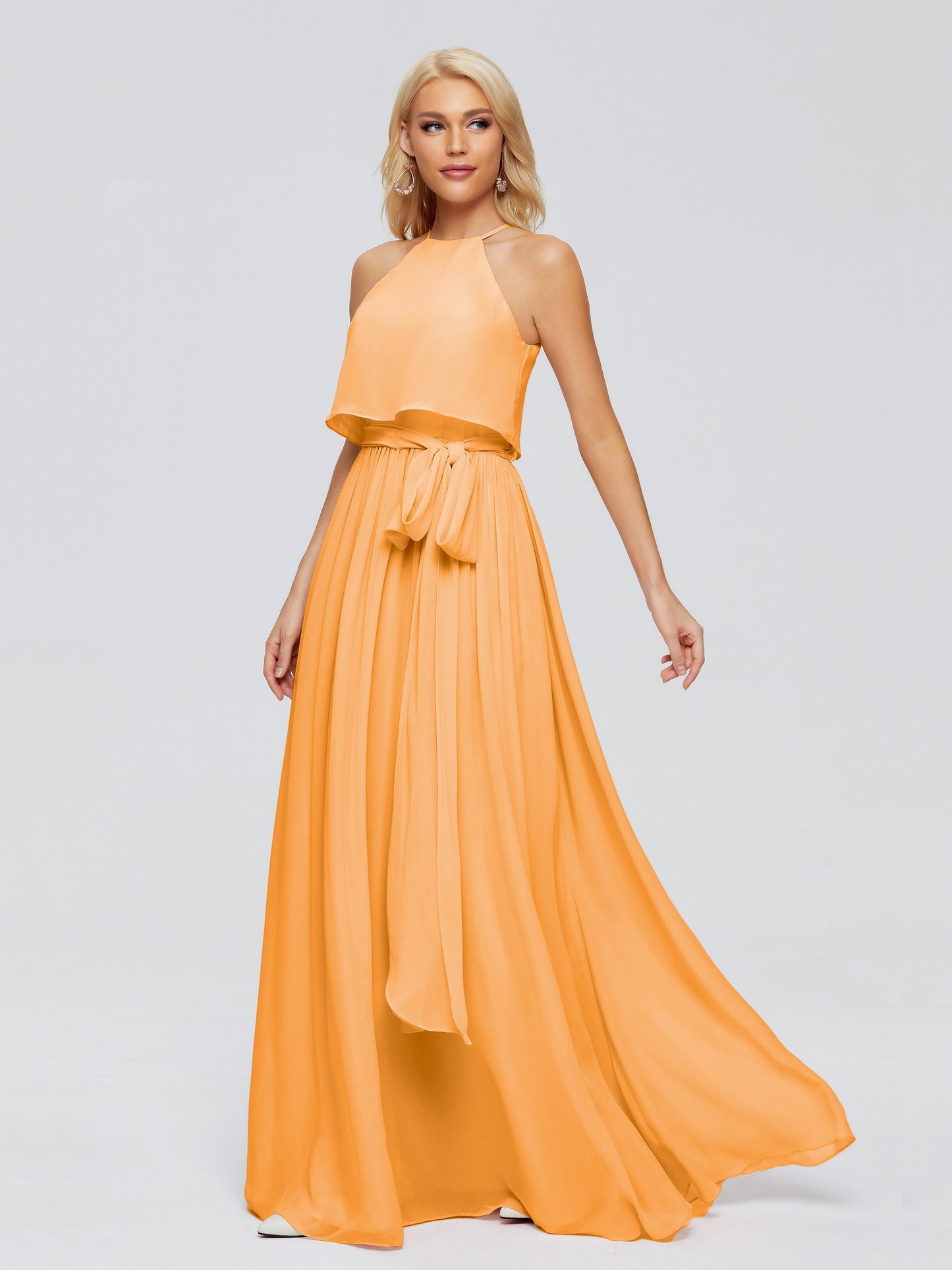 Nadey Halter Chiffon Bridesmaid Dresses With Bowknot