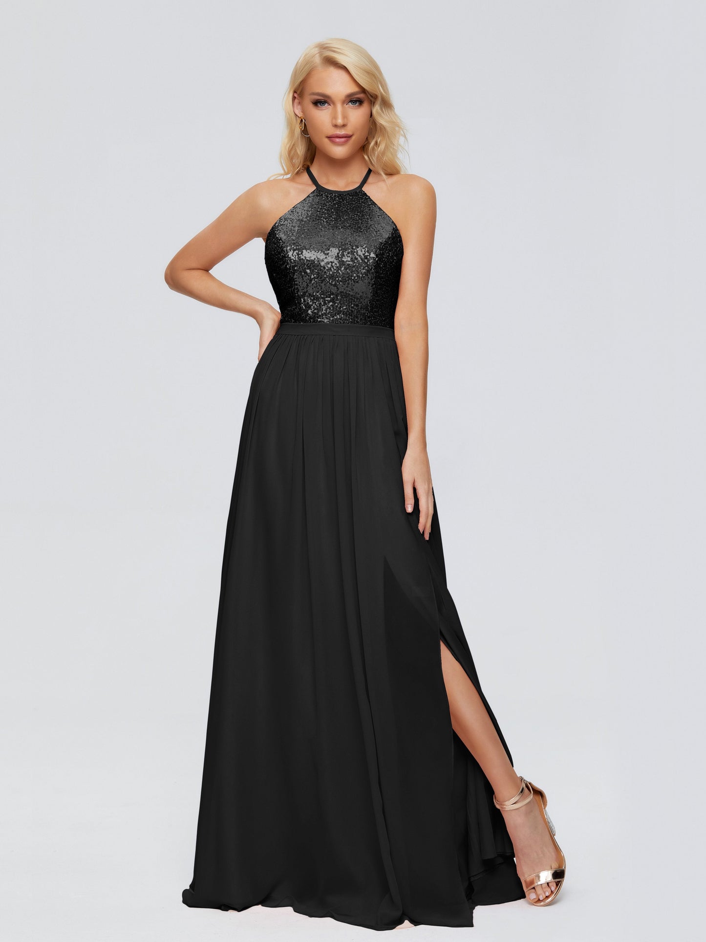 Jasmine Halter Sequins Bridesmaid Dress