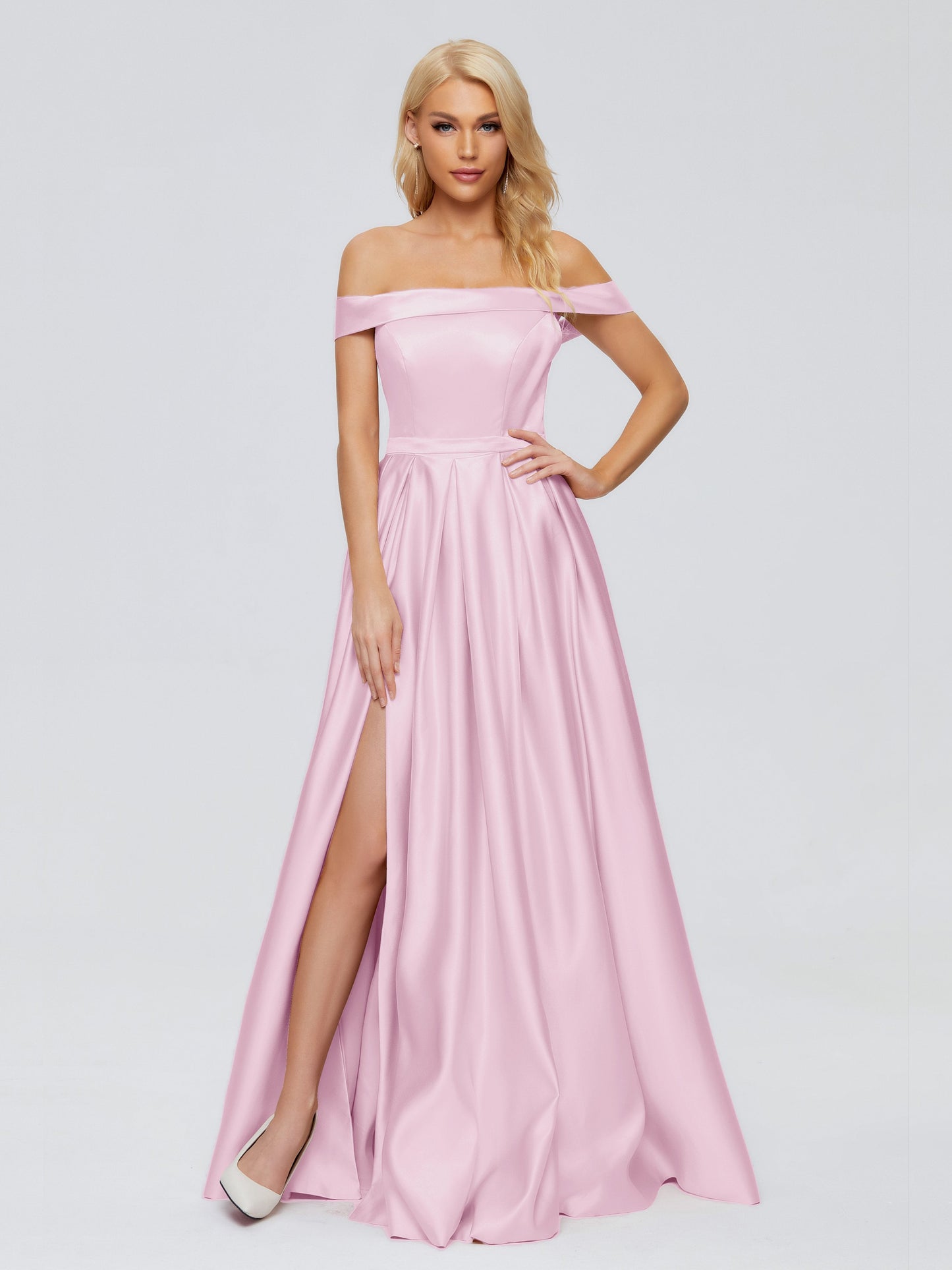 Annabelle Off the Shoulder Satin Bridesmaid Dresses
