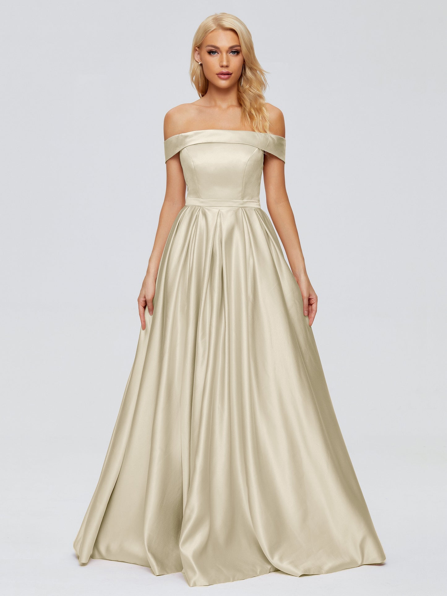 Annabelle Off the Shoulder Satin Bridesmaid Dresses