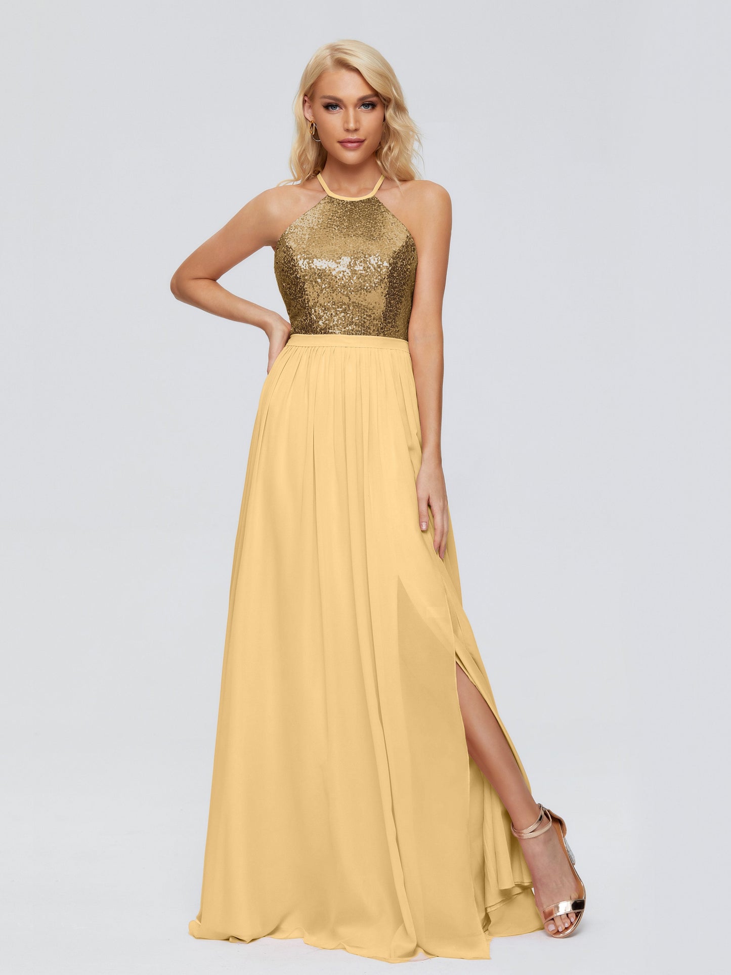 Jasmine Halter Sequins Bridesmaid Dress