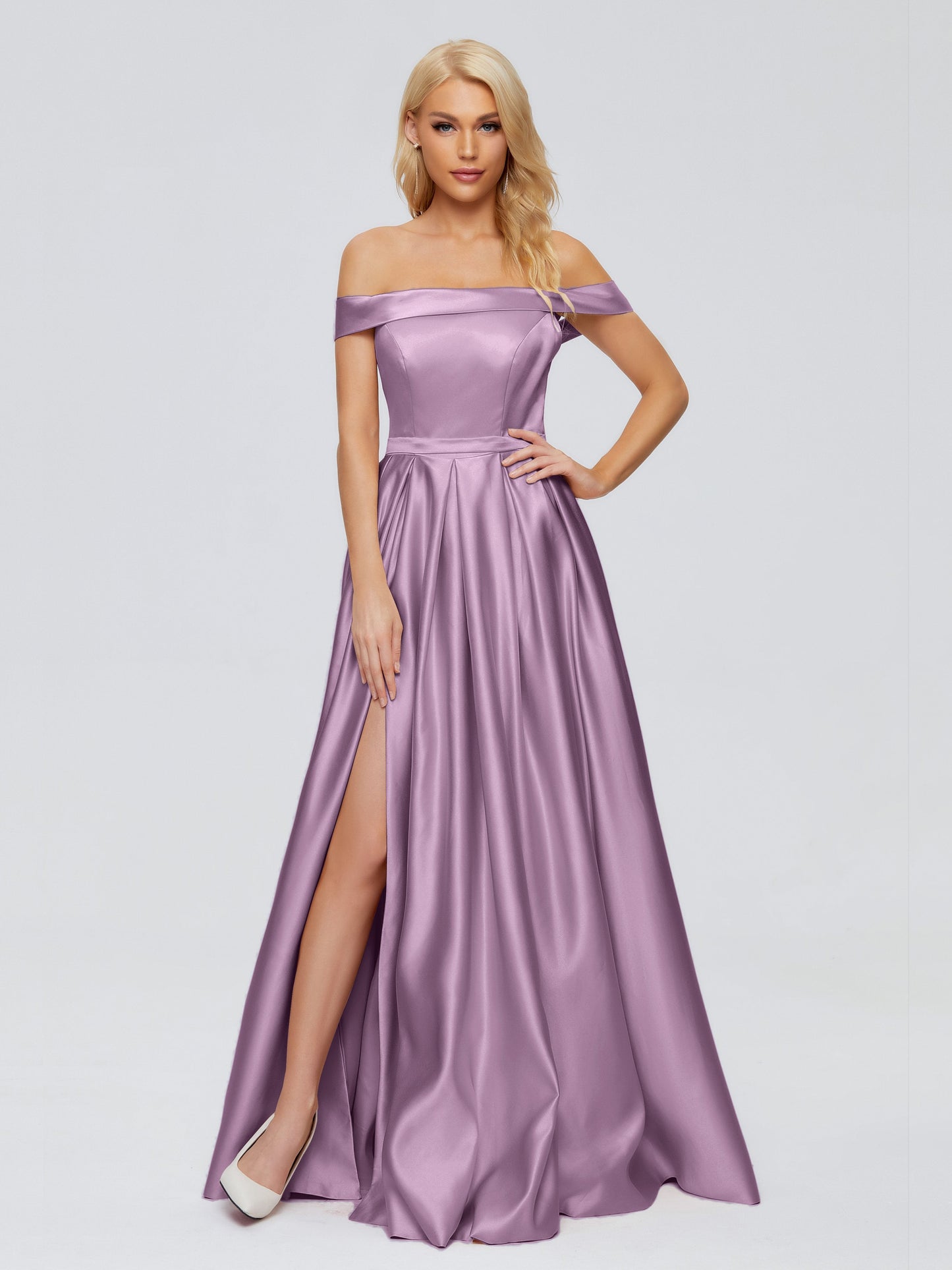 Annabelle Off the Shoulder Satin Bridesmaid Dresses