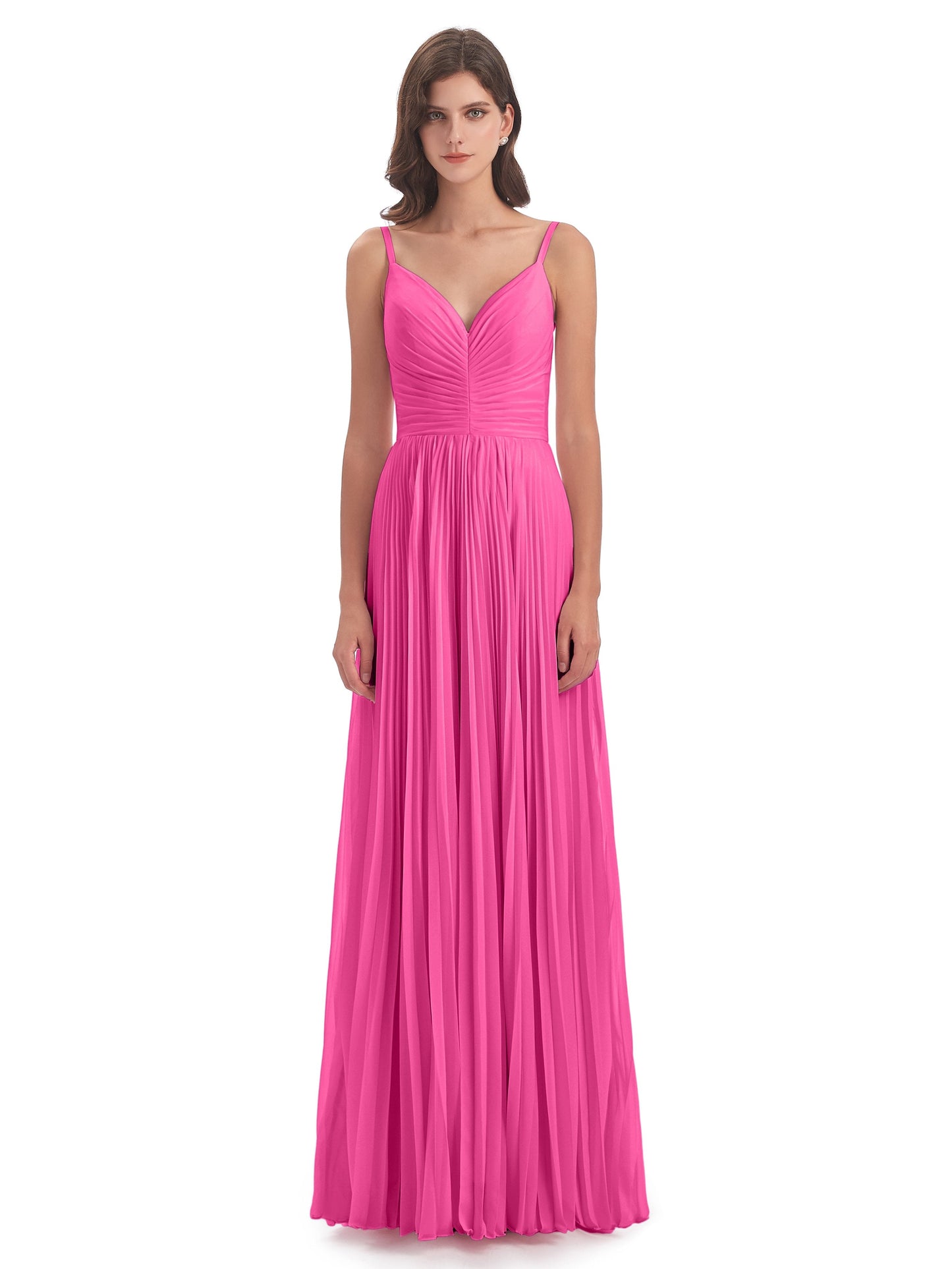 Jazlynn Floor Length Spaghetti Straps Chiffon Bridesmaid Dresses