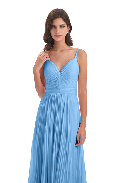 Jazlynn Floor Length Spaghetti Straps Chiffon Bridesmaid Dresses