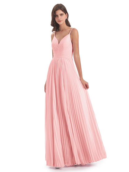 Jazlynn Floor Length Spaghetti Straps Chiffon Bridesmaid Dresses