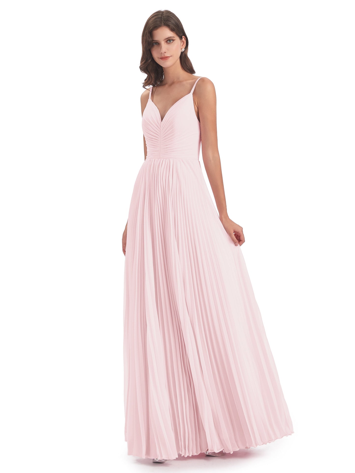 Jazlynn Floor Length Spaghetti Straps Chiffon Bridesmaid Dresses