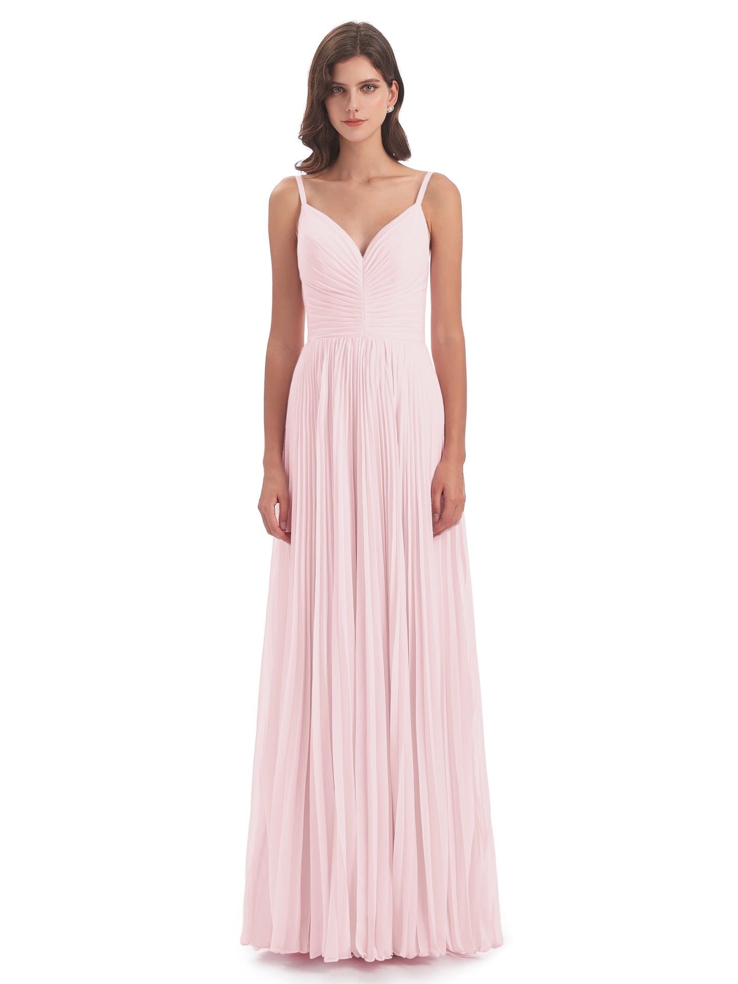 Jazlynn Floor Length Spaghetti Straps Chiffon Bridesmaid Dresses