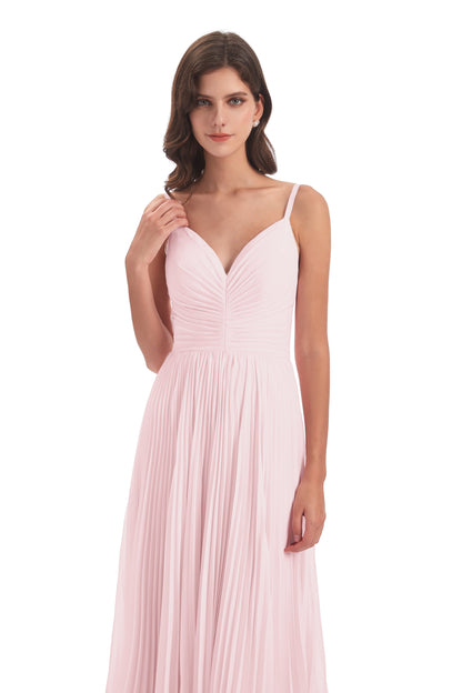 Jazlynn Floor Length Spaghetti Straps Chiffon Bridesmaid Dresses