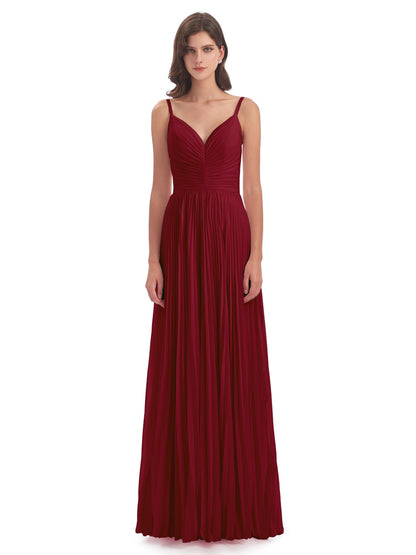 Jazlynn Floor Length Spaghetti Straps Chiffon Bridesmaid Dresses