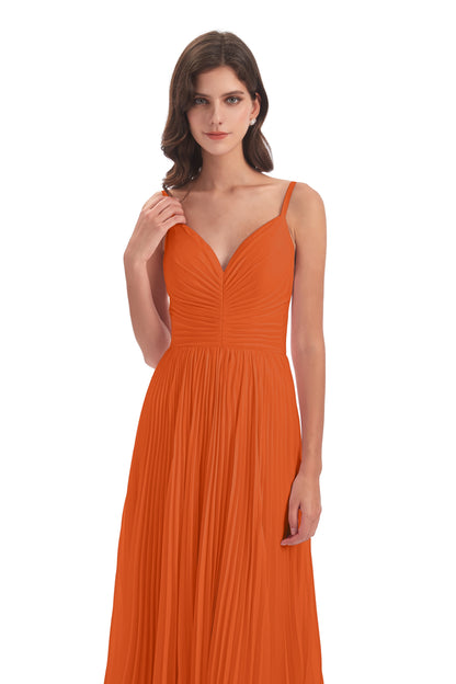 Jazlynn Floor Length Spaghetti Straps Chiffon Bridesmaid Dresses