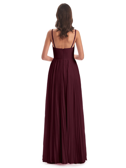 Jazlynn Floor Length Spaghetti Straps Chiffon Bridesmaid Dresses