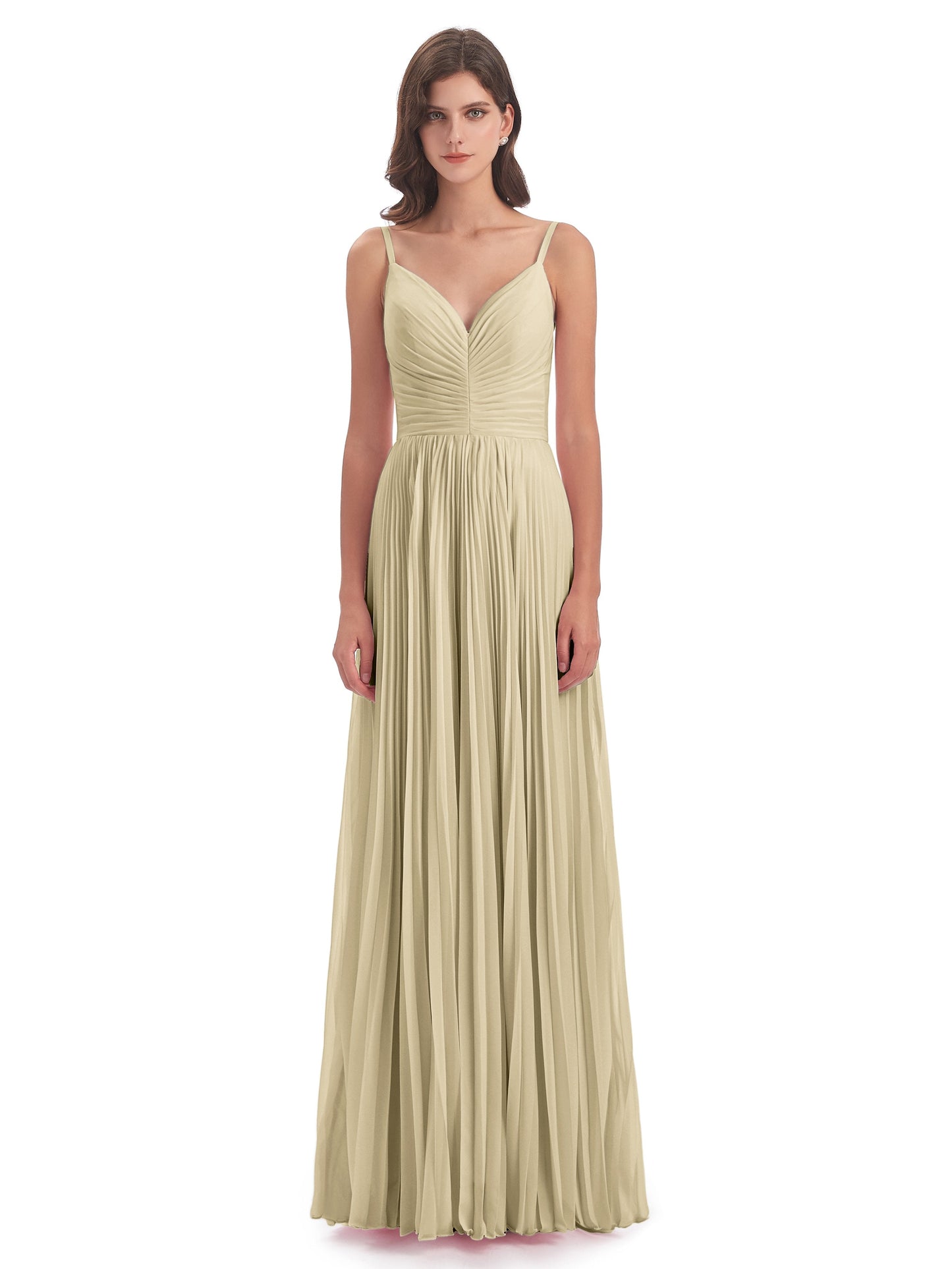 Jazlynn Floor Length Spaghetti Straps Chiffon Bridesmaid Dresses