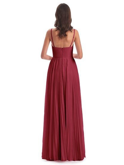 Jazlynn Floor Length Spaghetti Straps Chiffon Bridesmaid Dresses