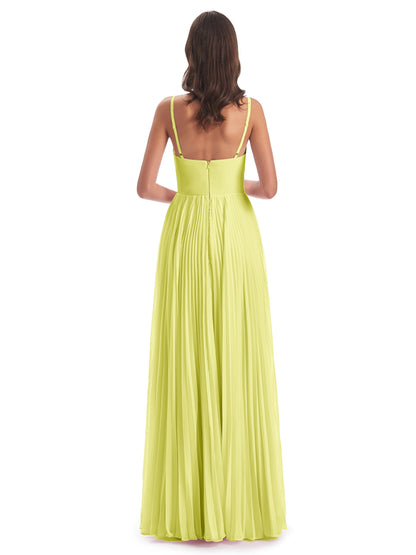 Jazlynn Floor Length Spaghetti Straps Chiffon Bridesmaid Dresses