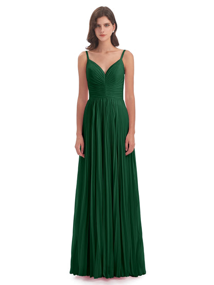 Jazlynn Floor Length Spaghetti Straps Chiffon Bridesmaid Dresses