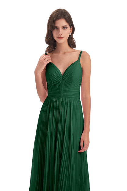 Jazlynn Floor Length Spaghetti Straps Chiffon Bridesmaid Dresses