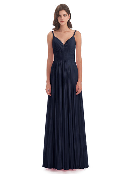 Jazlynn Floor Length Spaghetti Straps Chiffon Bridesmaid Dresses
