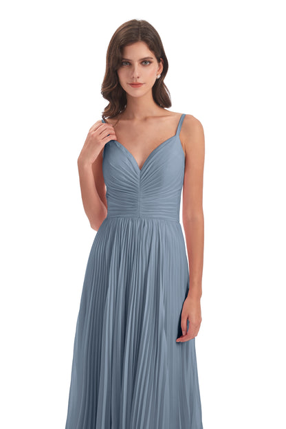 Jazlynn Floor Length Spaghetti Straps Chiffon Bridesmaid Dresses