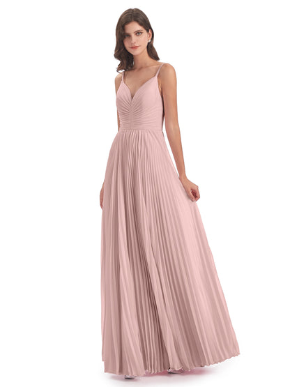 Jazlynn Floor Length Spaghetti Straps Chiffon Bridesmaid Dresses