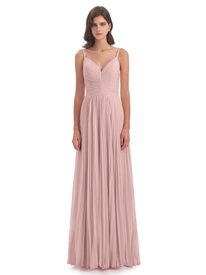 Jazlynn Floor Length Spaghetti Straps Chiffon Bridesmaid Dresses