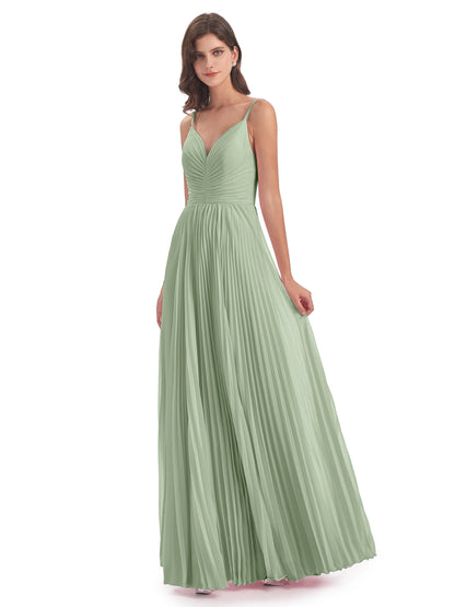 Jazlynn Floor Length Spaghetti Straps Chiffon Bridesmaid Dresses