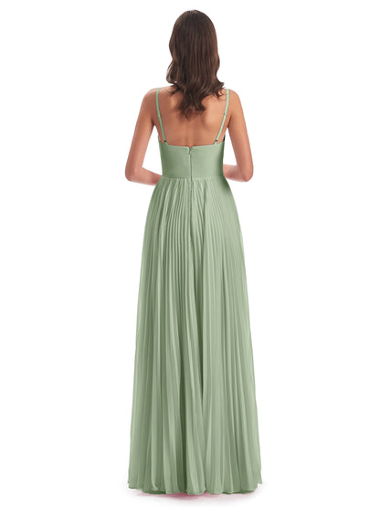 Jazlynn Floor Length Spaghetti Straps Chiffon Bridesmaid Dresses