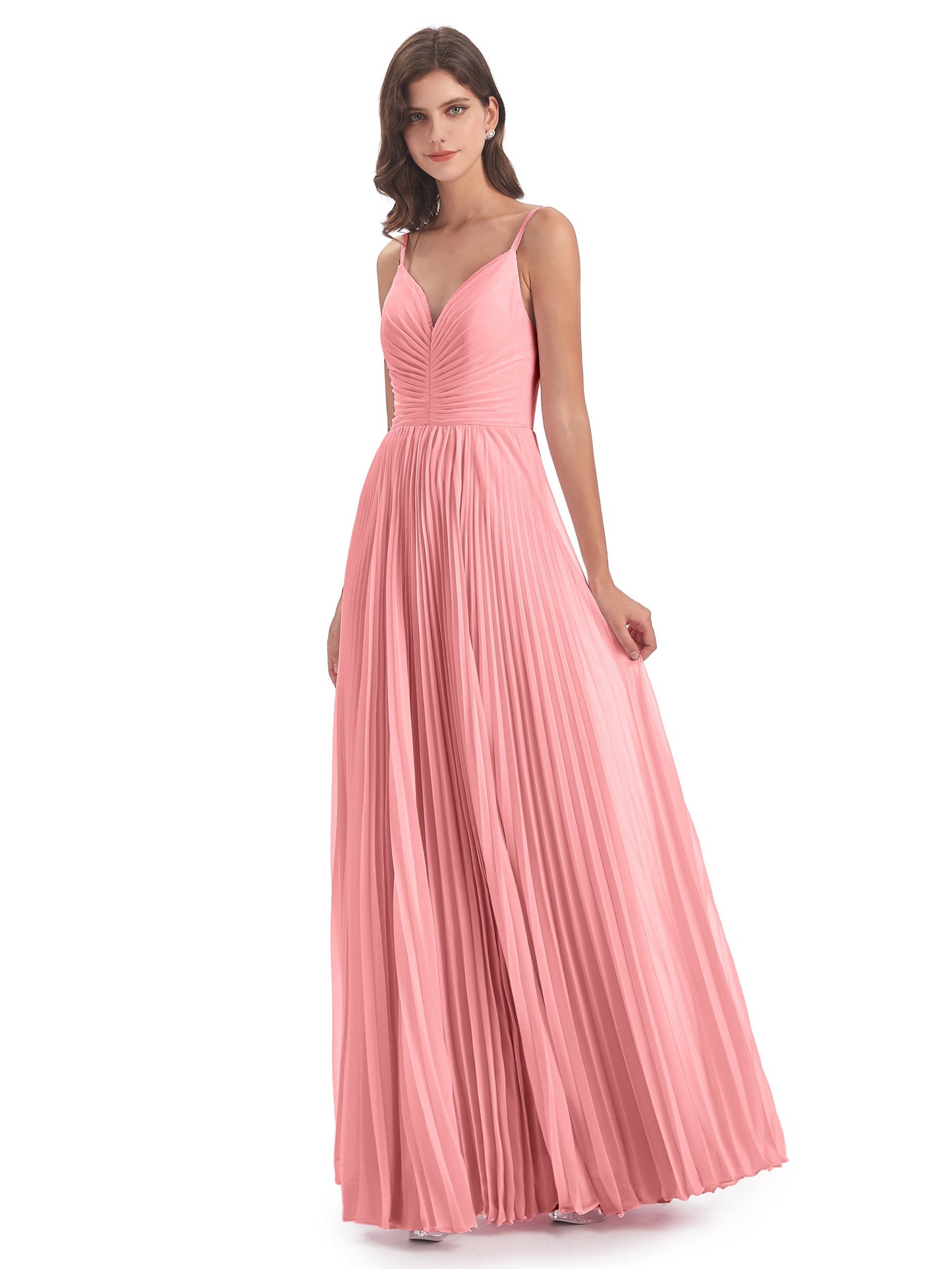 Jazlynn Floor Length Spaghetti Straps Chiffon Bridesmaid Dresses