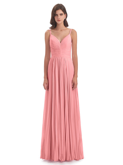 Jazlynn Floor Length Spaghetti Straps Chiffon Bridesmaid Dresses