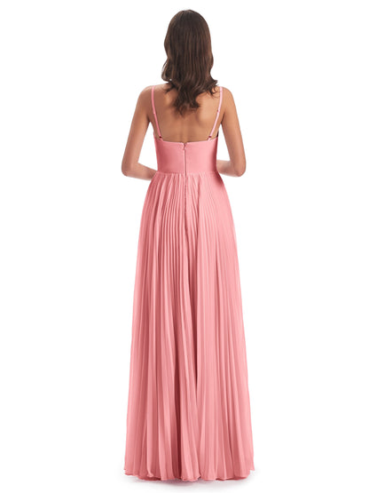 Jazlynn Floor Length Spaghetti Straps Chiffon Bridesmaid Dresses
