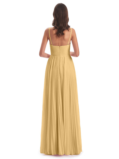 Jazlynn Floor Length Spaghetti Straps Chiffon Bridesmaid Dresses