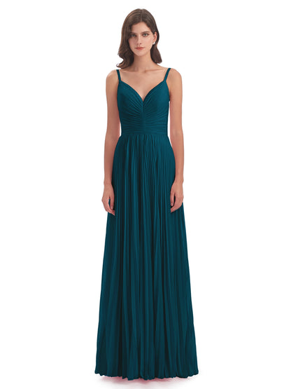 Jazlynn Floor Length Spaghetti Straps Chiffon Bridesmaid Dresses