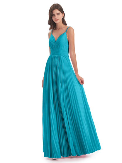 Jazlynn Floor Length Spaghetti Straps Chiffon Bridesmaid Dresses