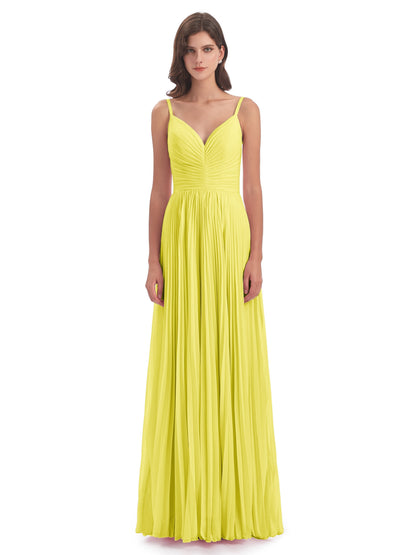 Jazlynn Floor Length Spaghetti Straps Chiffon Bridesmaid Dresses