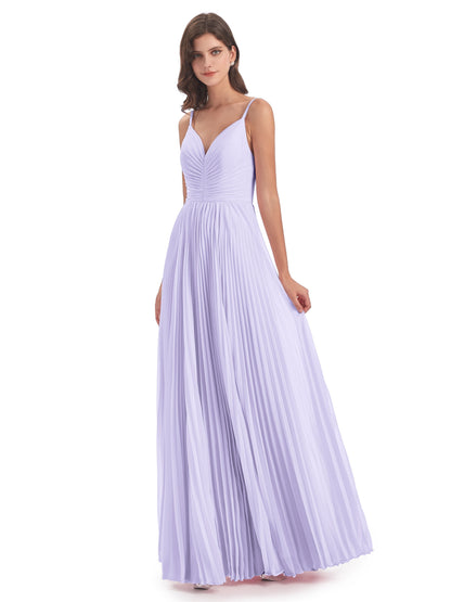 Jazlynn Floor Length Spaghetti Straps Chiffon Bridesmaid Dresses