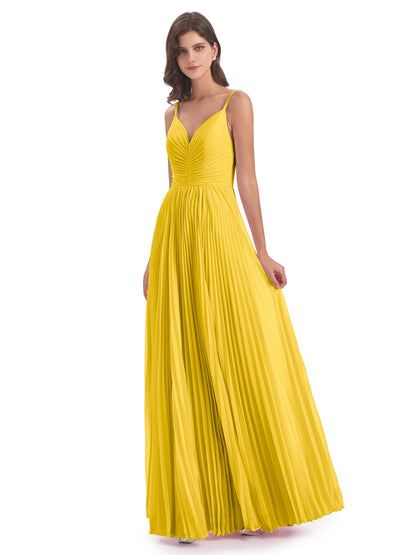 Jazlynn Floor Length Spaghetti Straps Chiffon Bridesmaid Dresses