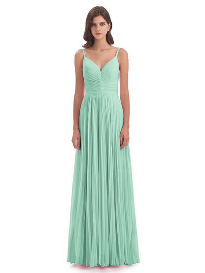 Jazlynn Floor Length Spaghetti Straps Chiffon Bridesmaid Dresses