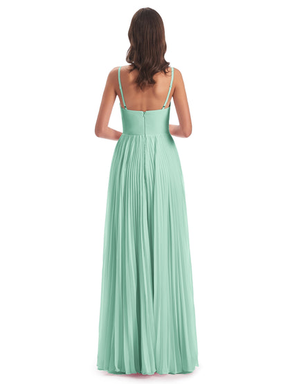 Jazlynn Floor Length Spaghetti Straps Chiffon Bridesmaid Dresses