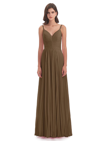 Jazlynn Floor Length Spaghetti Straps Chiffon Bridesmaid Dresses