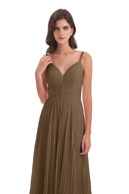Jazlynn Floor Length Spaghetti Straps Chiffon Bridesmaid Dresses