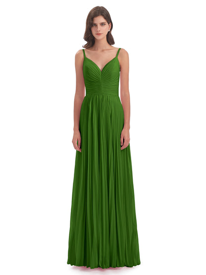 Jazlynn Floor Length Spaghetti Straps Chiffon Bridesmaid Dresses